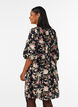 Bloemenjurk in linnen en viscose met een empirelijn, Zwart, Model image number 2