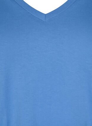 T-shirt in biologisch katoen met v-hals, Ultramarine, Packshot image number 2