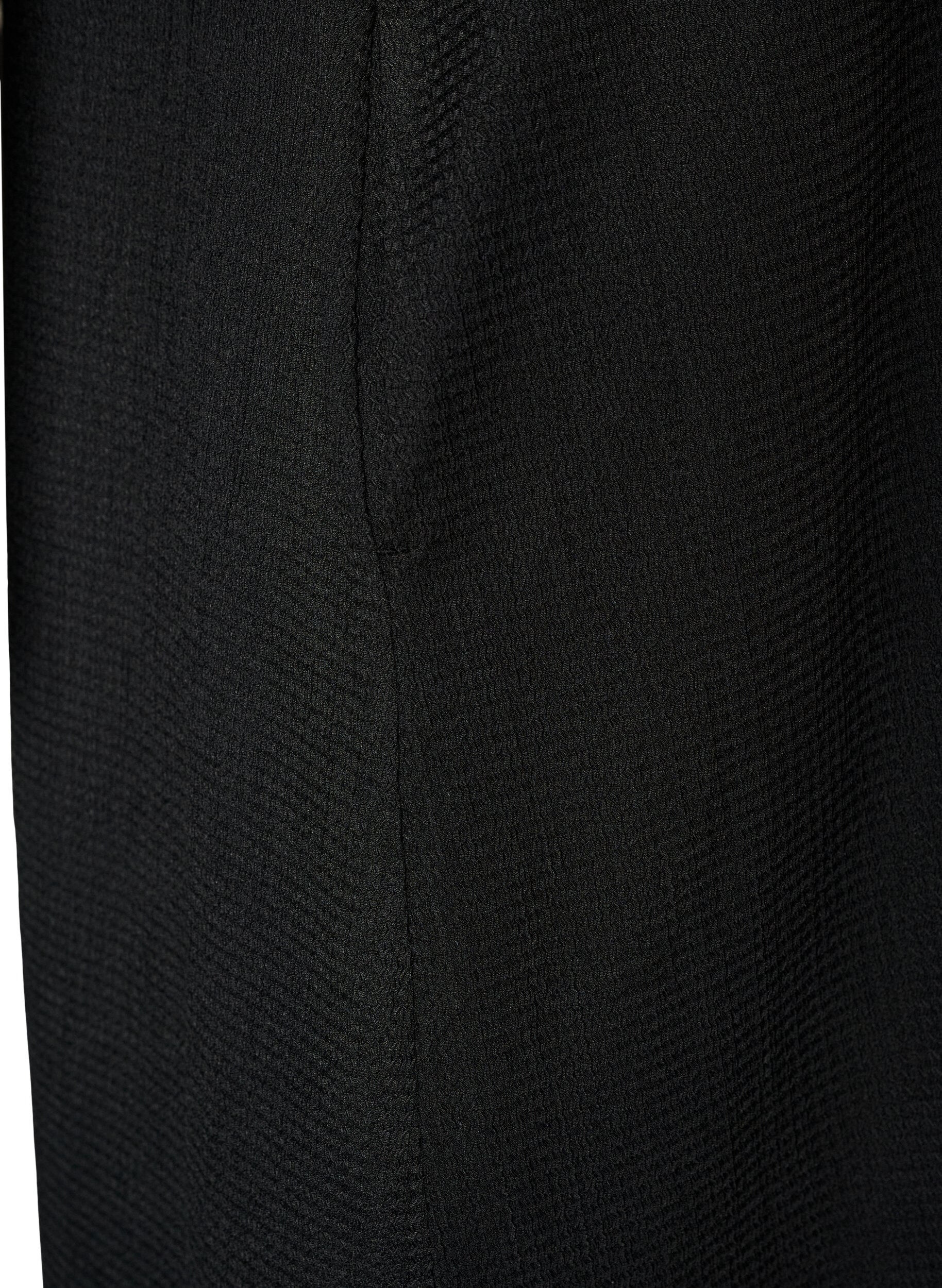 ZizziMidijurk met V-hals en textuur, Zwart, Packshot image number 3