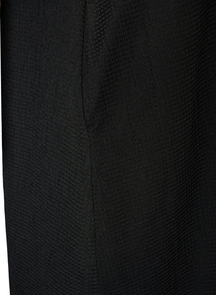 Midijurk met V-hals en textuur, Zwart, Packshot image number 3