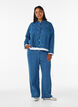 Myra jeans met wide fit en distressed patroon, Blauw, Model image number 0