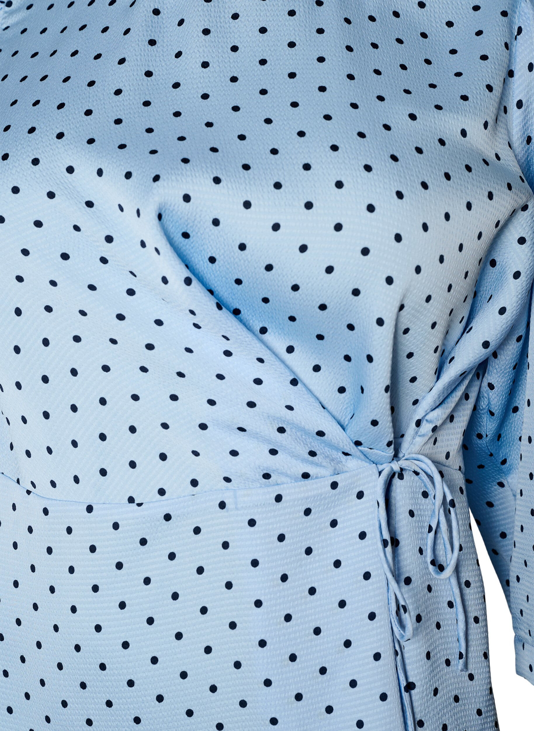 Zizzi Blouse met stippen, striksluiting en 3/4-mouwen, Blauw, Packshot image number 2
