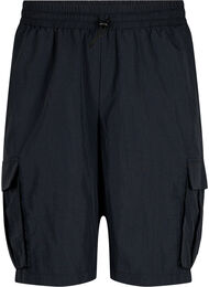  Korte broek met hoge taille en cargozakken, Black