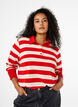 Polo shirt met lange mouwen en strepen, Rood, Model image number 0