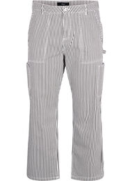 Gestreepte cargo jeans met rechte pasvorm, Black White Stripe
