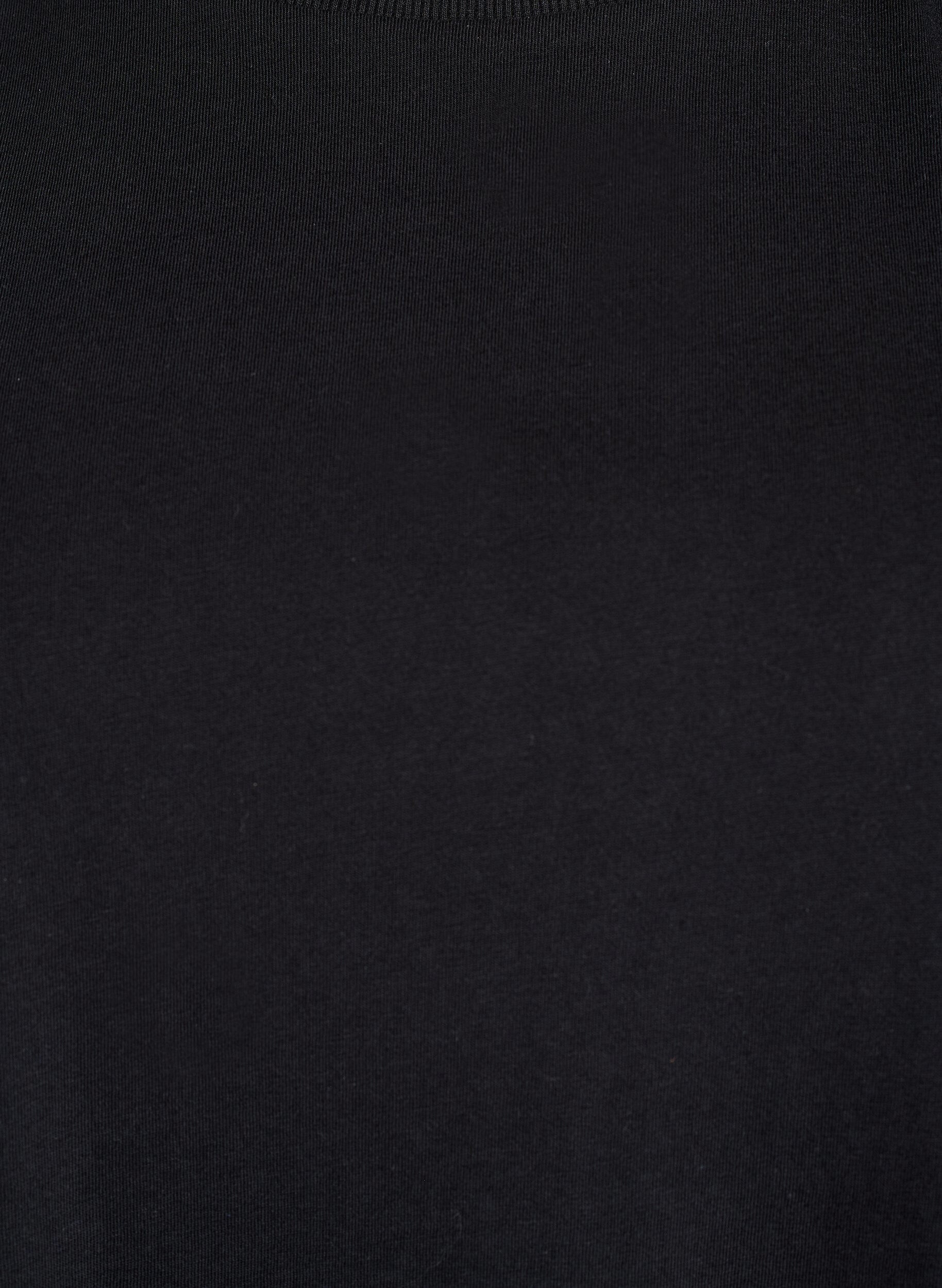 Zizzi Basic katoenen T-shirt met schoudervullingen, Zwart, Packshot image number 2