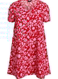 Korte a-lijn jurk met bloemenprint, Rood