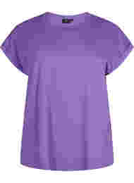 T-shirt met korte mouwen van katoenmix, Deep Lavender