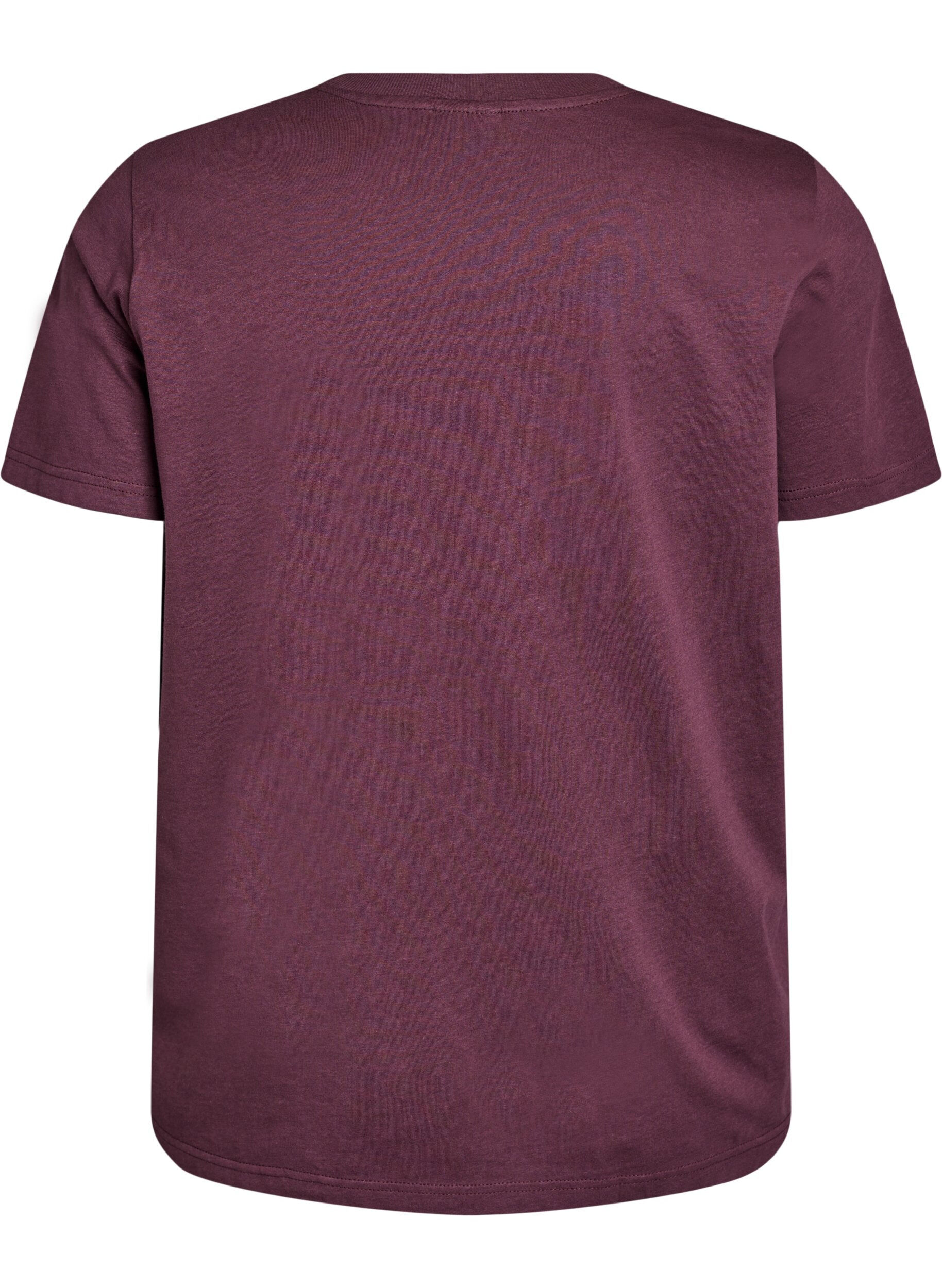 ZizziBasic katoenen T-shirt met ronde hals, Donker Bordeaux, Packshot image number 1