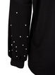 Solide gekleurde blouse met parels, Black, Packshot image number 3