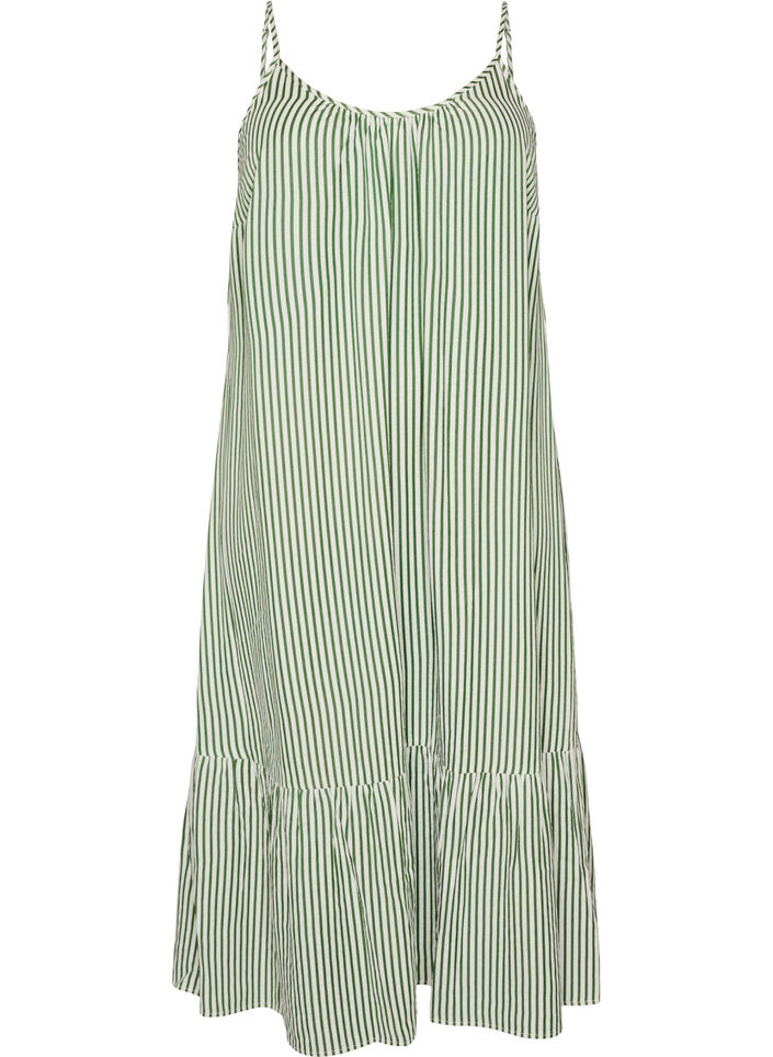 Zomerjurk met strepen en A-lijn pasvorm, Groen, Packshot image number 0