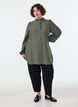 Viscose tuniek met ruches en knopen, Groen, Model image number 1