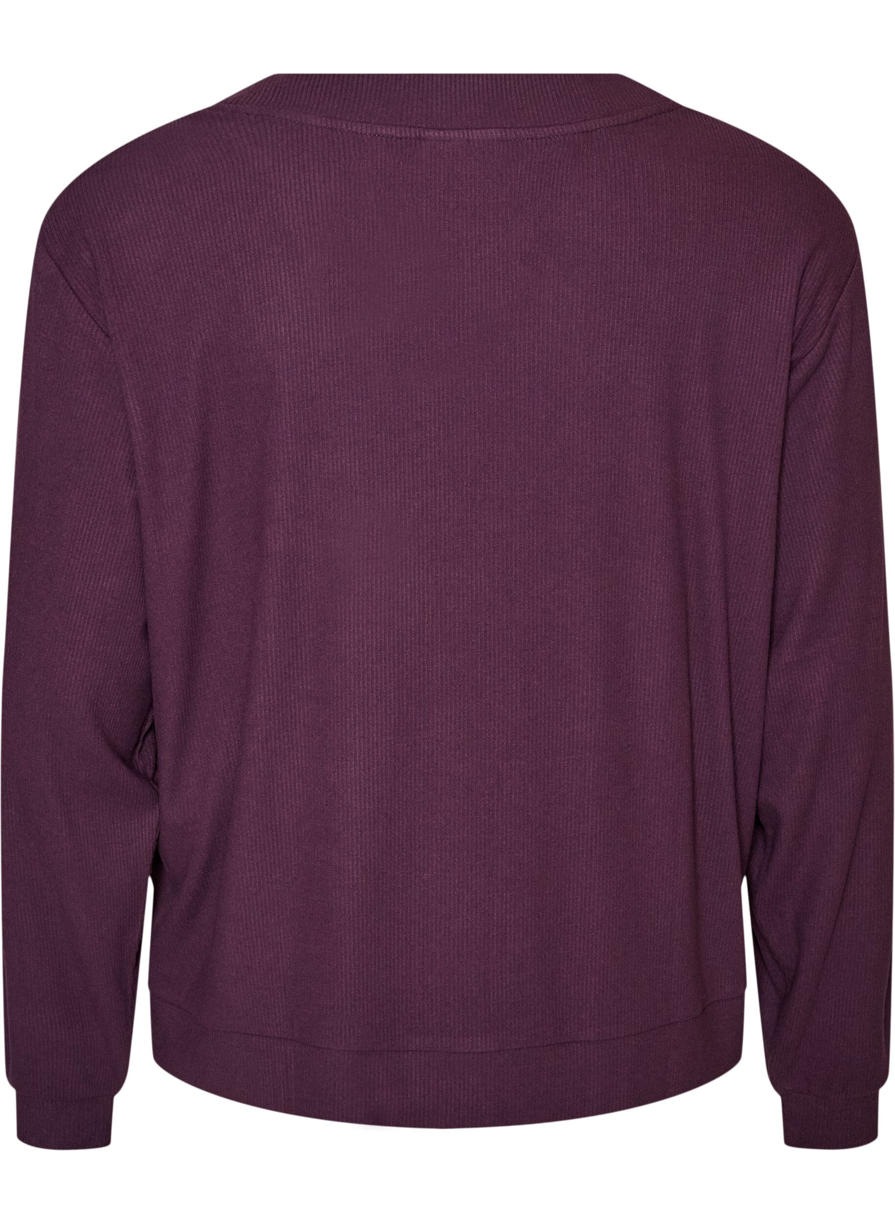 ZizziGeribd jersey vest met V-hals, Paars, Packshot image number 1