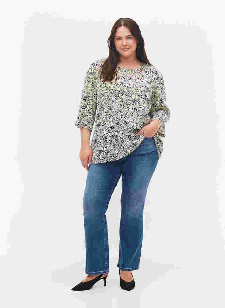Viscose blouse met bloemenprintViscose blouse met bloemenprint, Off White Ditsy, Model image number 2