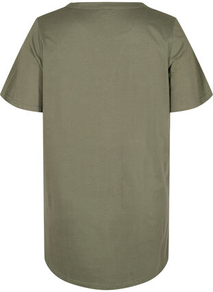 Katoenen t-shirt met v-hals en knopen, Thyme, Packshot image number 1
