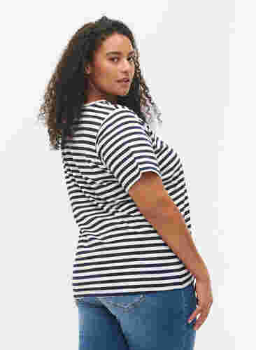 Set van 2 basic t-shirts in katoen, Navy/Navy Stripe, Model image number 1