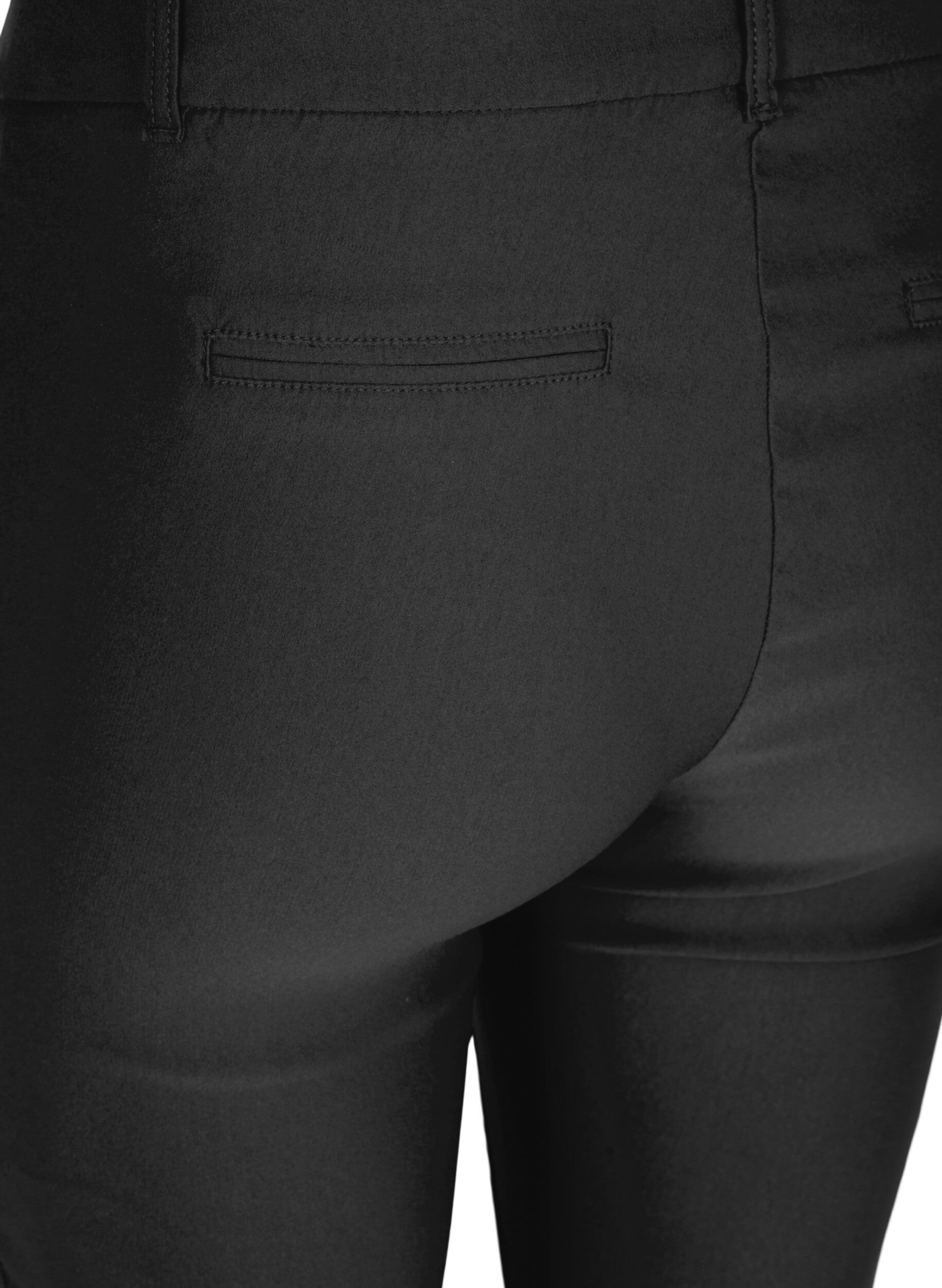 Zizzi Cropped broek met een lichte glans, Black, Packshot image number 3