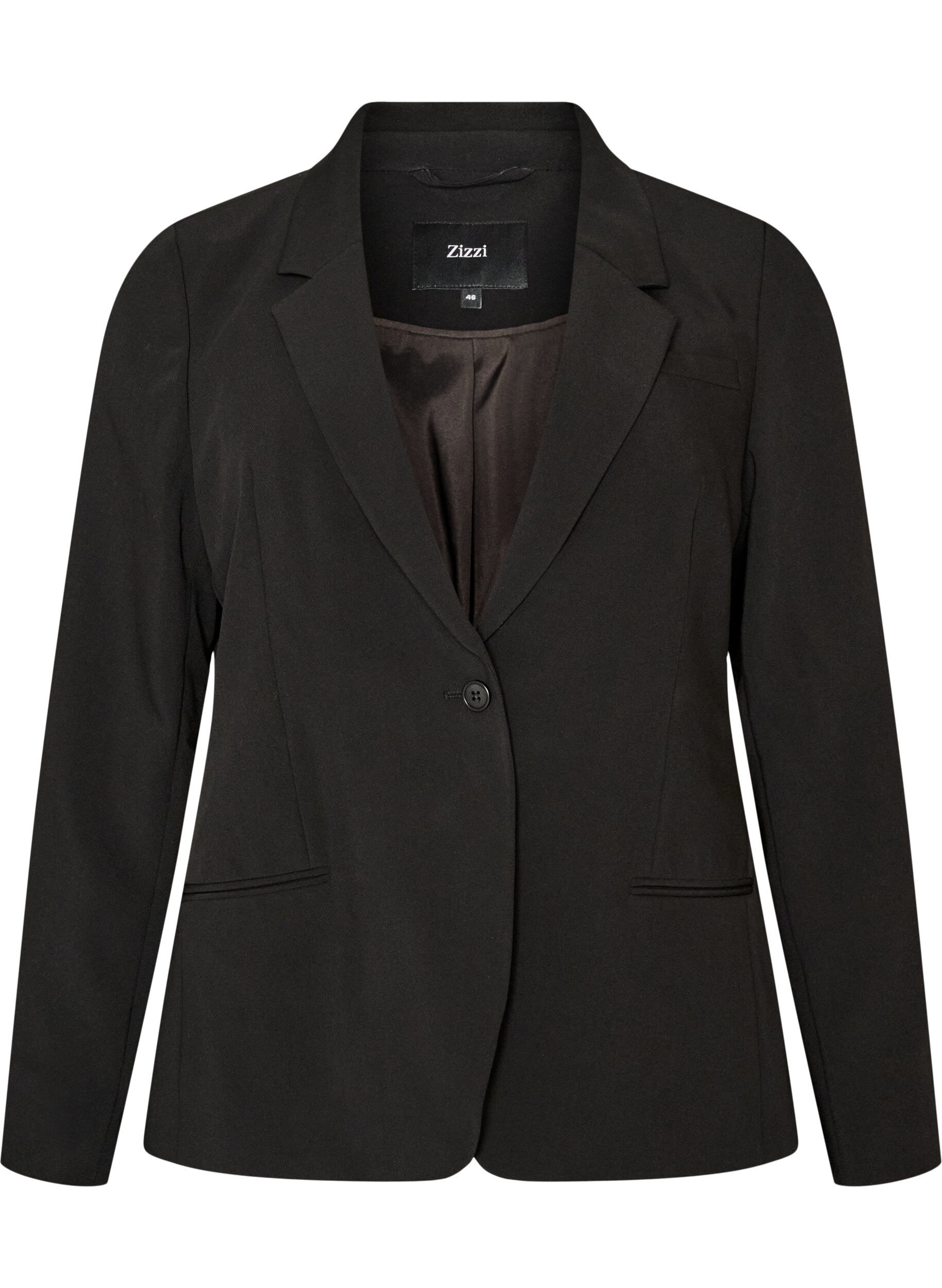 ZizziKlassieke blazer met een enkele knoopsluiting, Zwart, Packshot image number 0