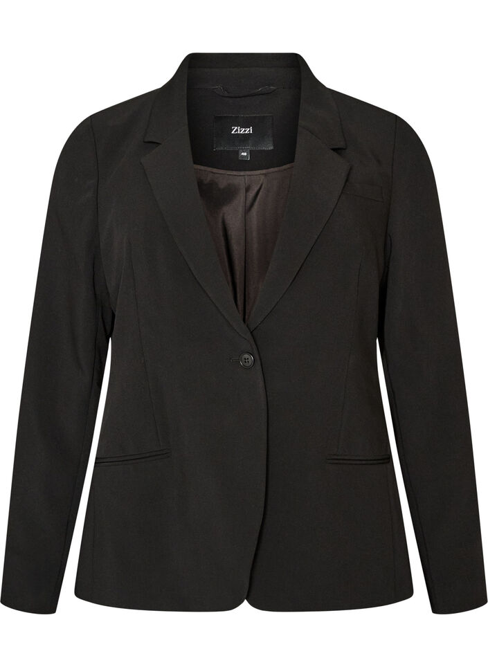 Klassieke blazer met een enkele knoopsluiting, Zwart, Packshot image number 0