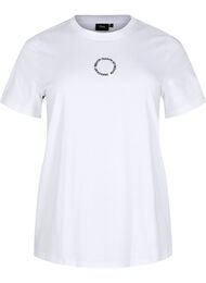Katoenen T-shirt met borduursel details, Wit