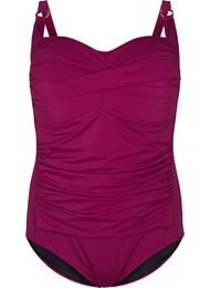 Gewatteerd badpak met draperie, Rood