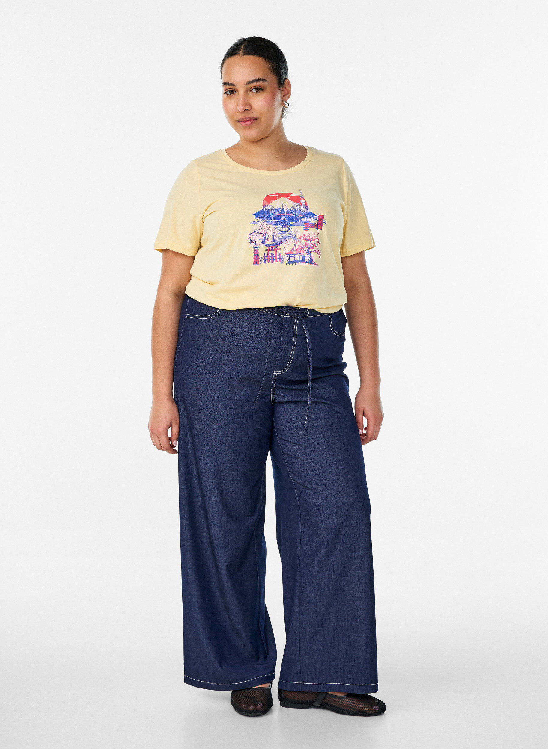 ZizziT-shirt met motief, Geel, Model image number 1