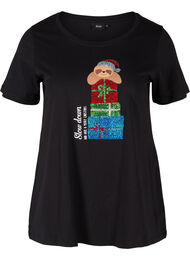 Kerst t-shirt in katoen, Black Gift