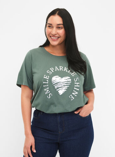 FLASH - T-shirt met motief, Balsam Green, Model image number 0