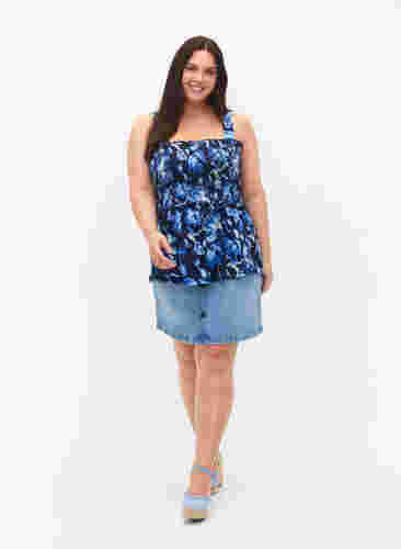 Borstvoedingsvriendelijke top met kousenband, Blue Flower Print, Model image number 3
