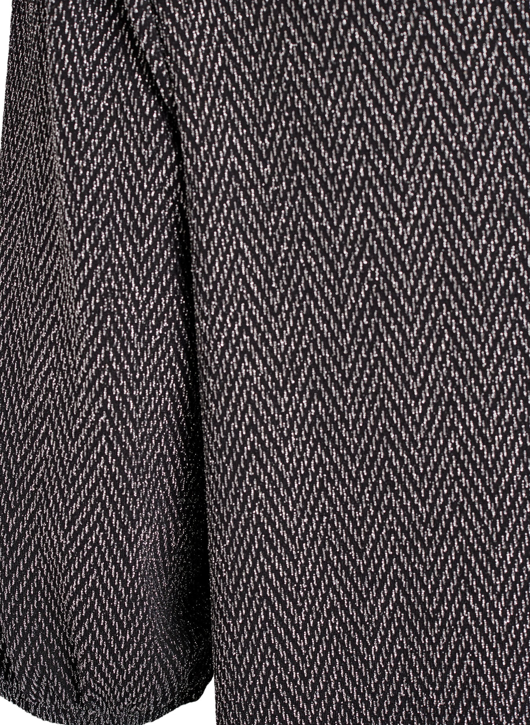 Zizzi Blouse met glitterpatroon en 3/4 mouwen, Zwart, Packshot image number 3