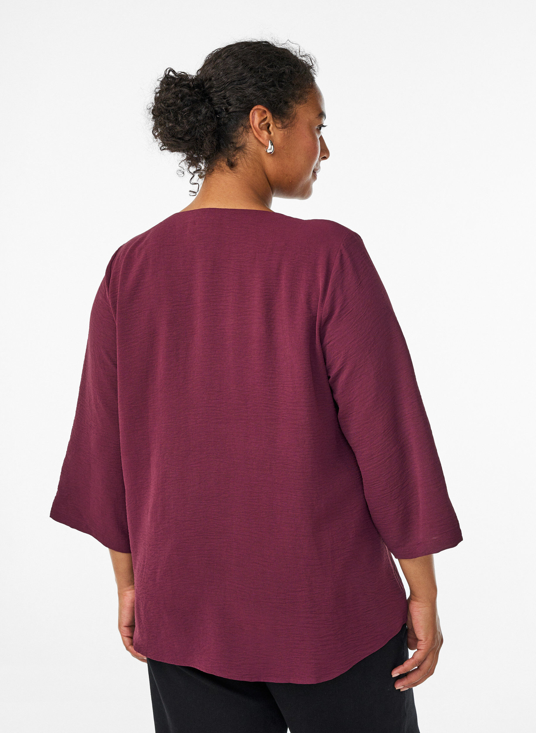 ZizziBlouse met 3/4 mouwen, Donker Bordeaux, Model image number 2