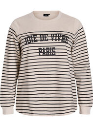 Sweatshirt met strepen en tekstprint, Beige