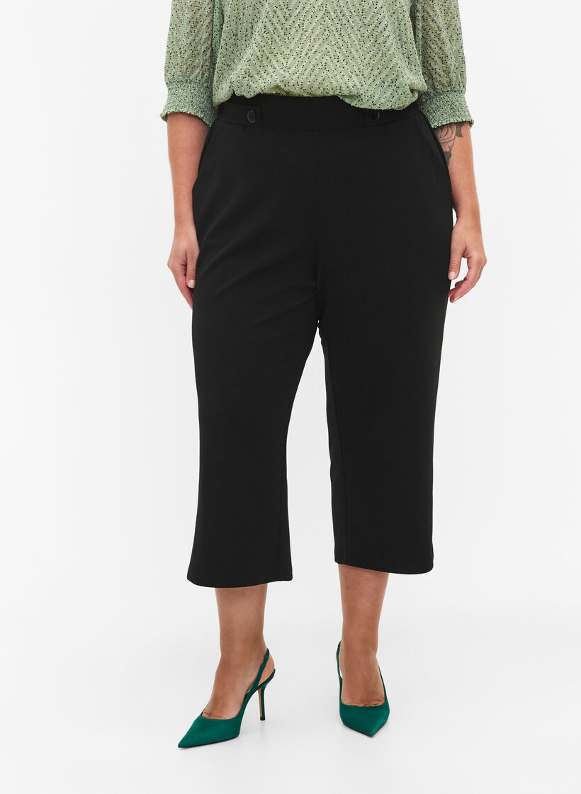 7/8 broek met losse pasvorm, Zwart, Model image number 3