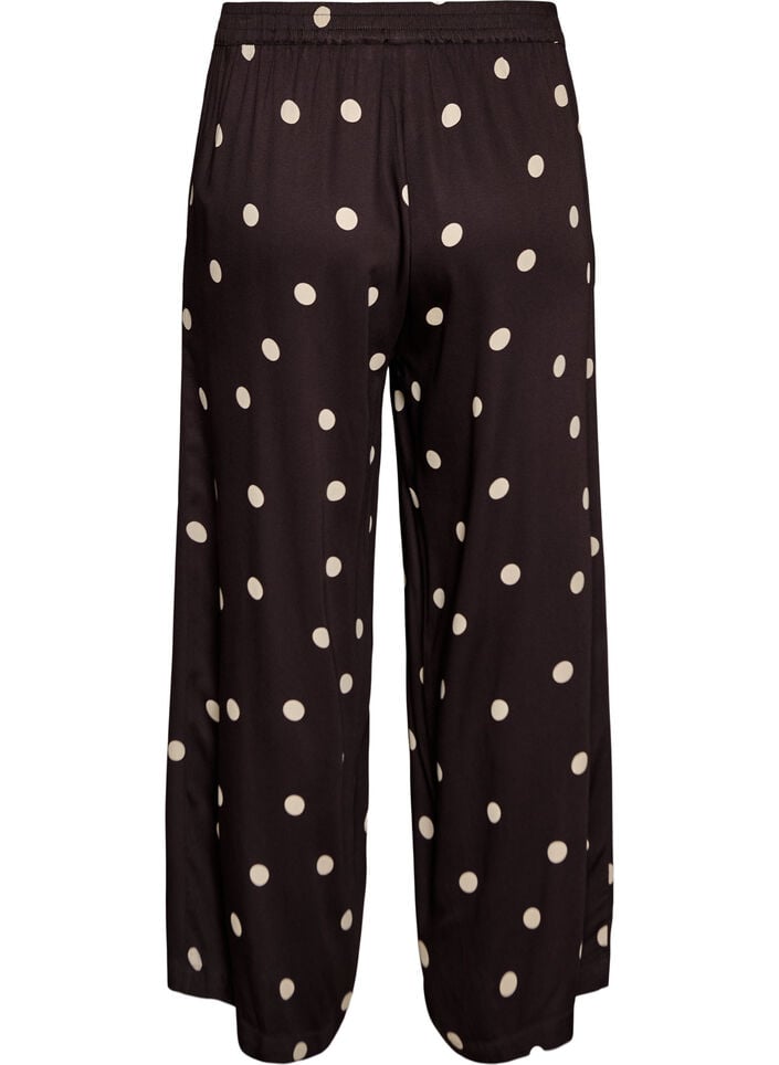 Viscose broek met stippen en wijde pijpen, Bruin, Packshot