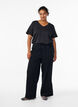 Losse pasvorm jeans met een elastische tailleband en een trekkoord, Zwart, Model image number 0