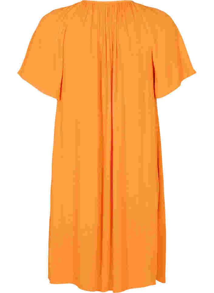 Viscose jurk met korte mouwen, Orange Peel, Packshot image number 1