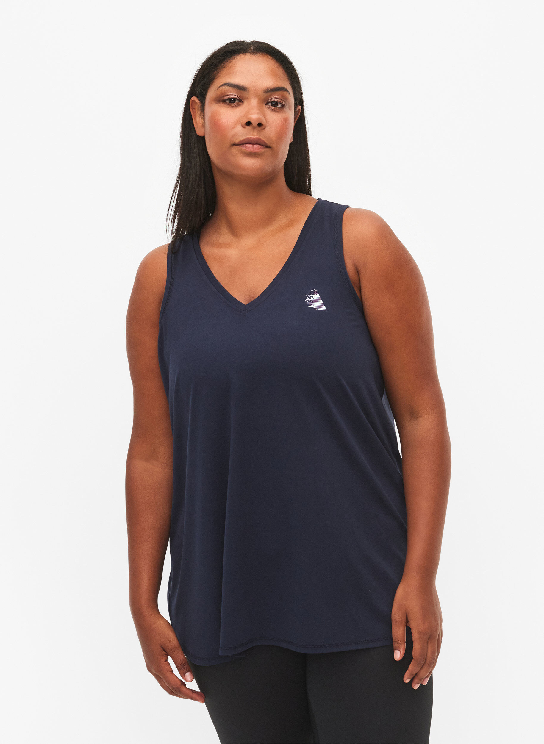 Zizzi Sporttop met v-hals, Blauw, Model image number 0