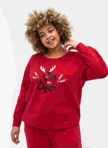 Kerst sweatshirt, Red Oh Deer, Model image number 0