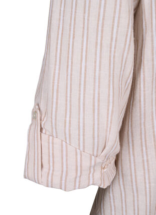 Shirtblouse met knoopsluiting van katoen-linnenmix, Sandshell White, Packshot image number 4