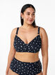 Bikinitop met beugel en patroon, Zwart, Model image number 0