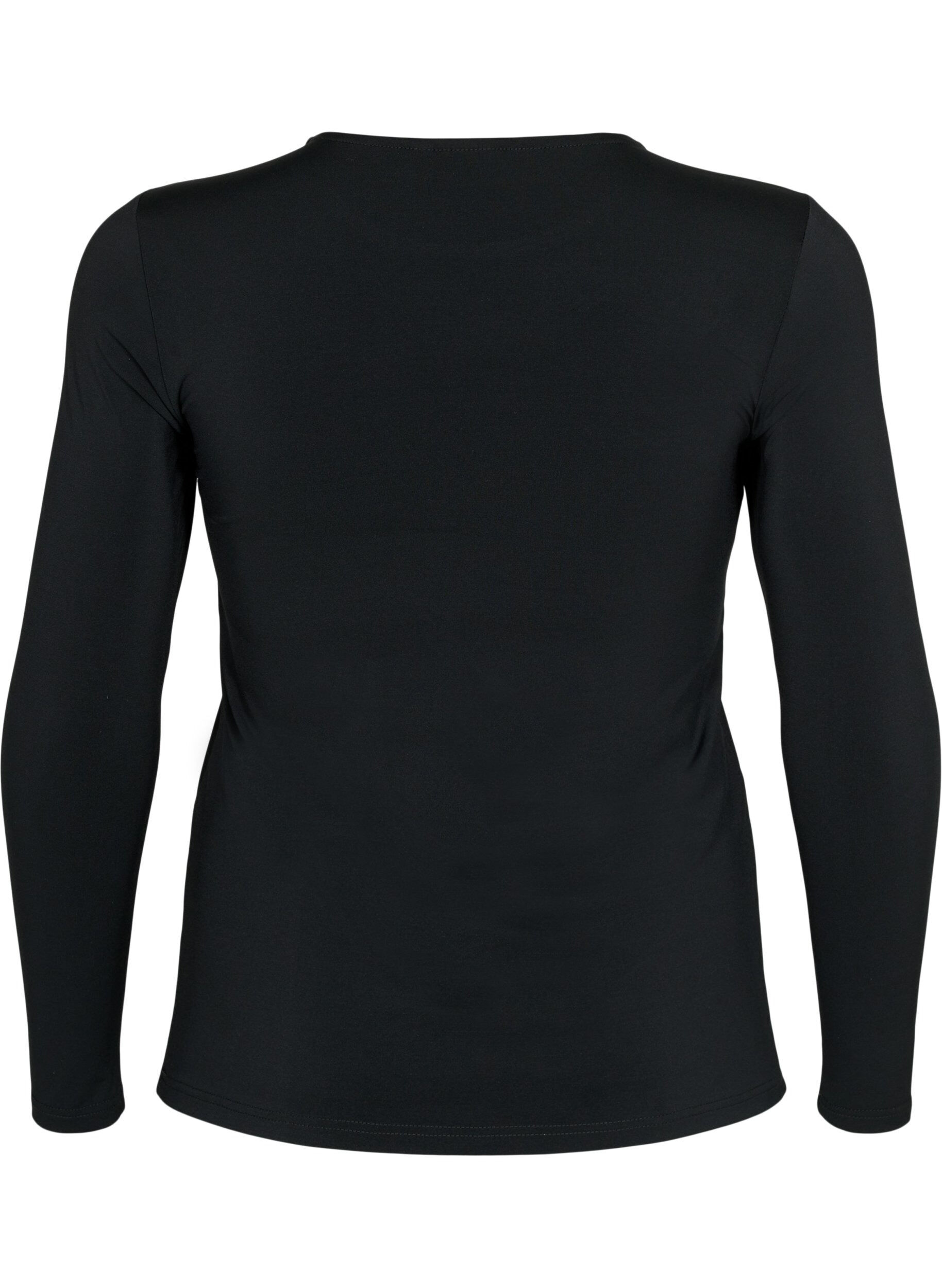 Zizzi Gesneden blouse met lange mouw, Black, Packshot image number 1