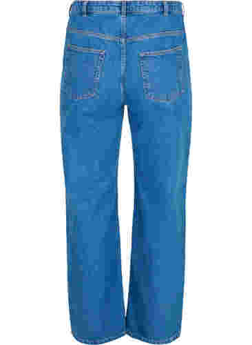 Straight jeans met hoge taille, Blue denim, Packshot image number 1