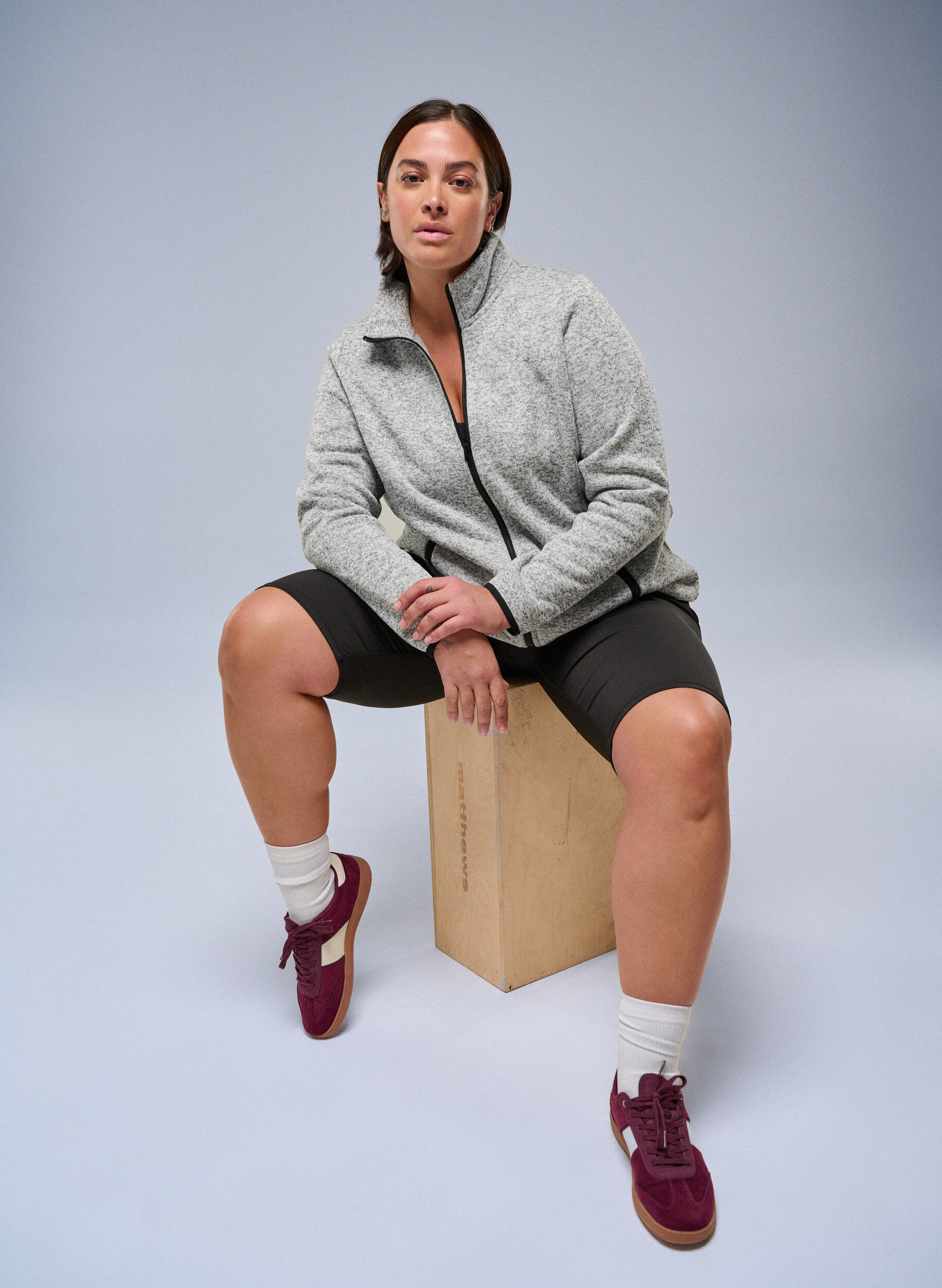 ZizziVest van jersey met hoge kraag en ritssluiting, Grijs, Image image number 0