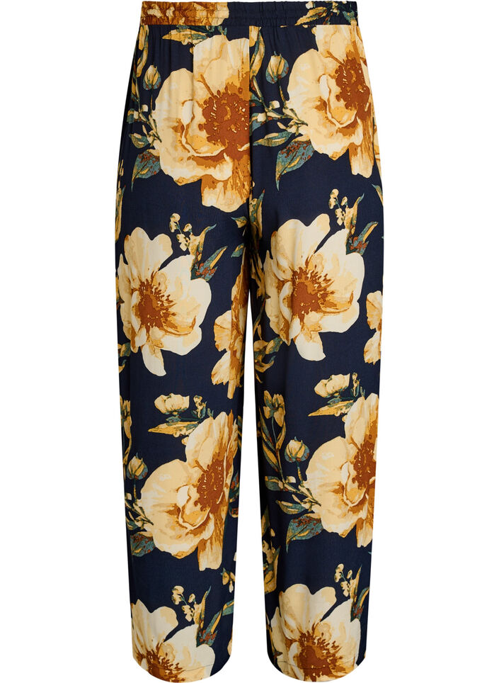 Losse viscose broek met print, Blauw, Packshot image number 1