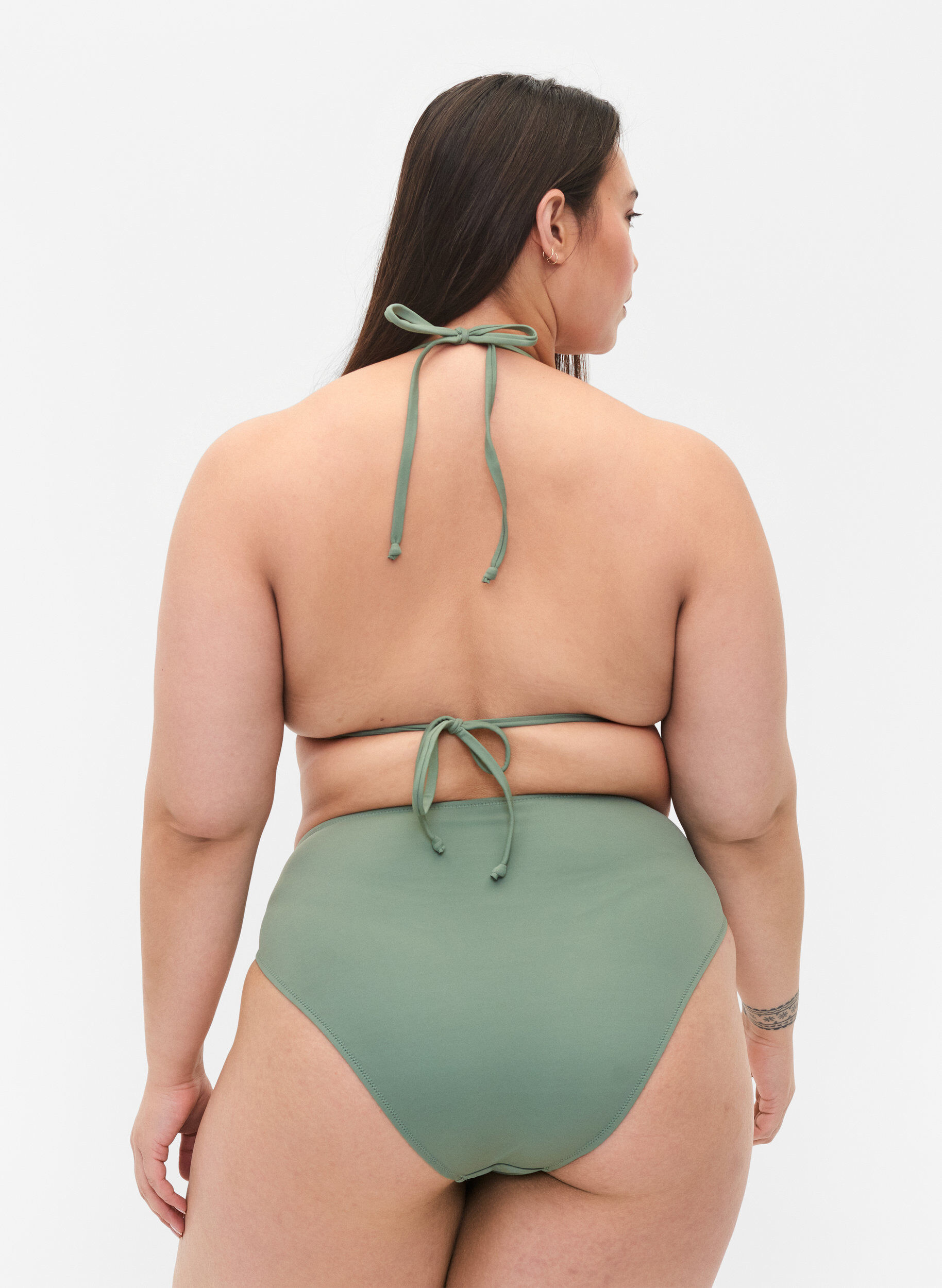 Zizzi Tai bikini broekje met normale taille, Groen, Model image number 1