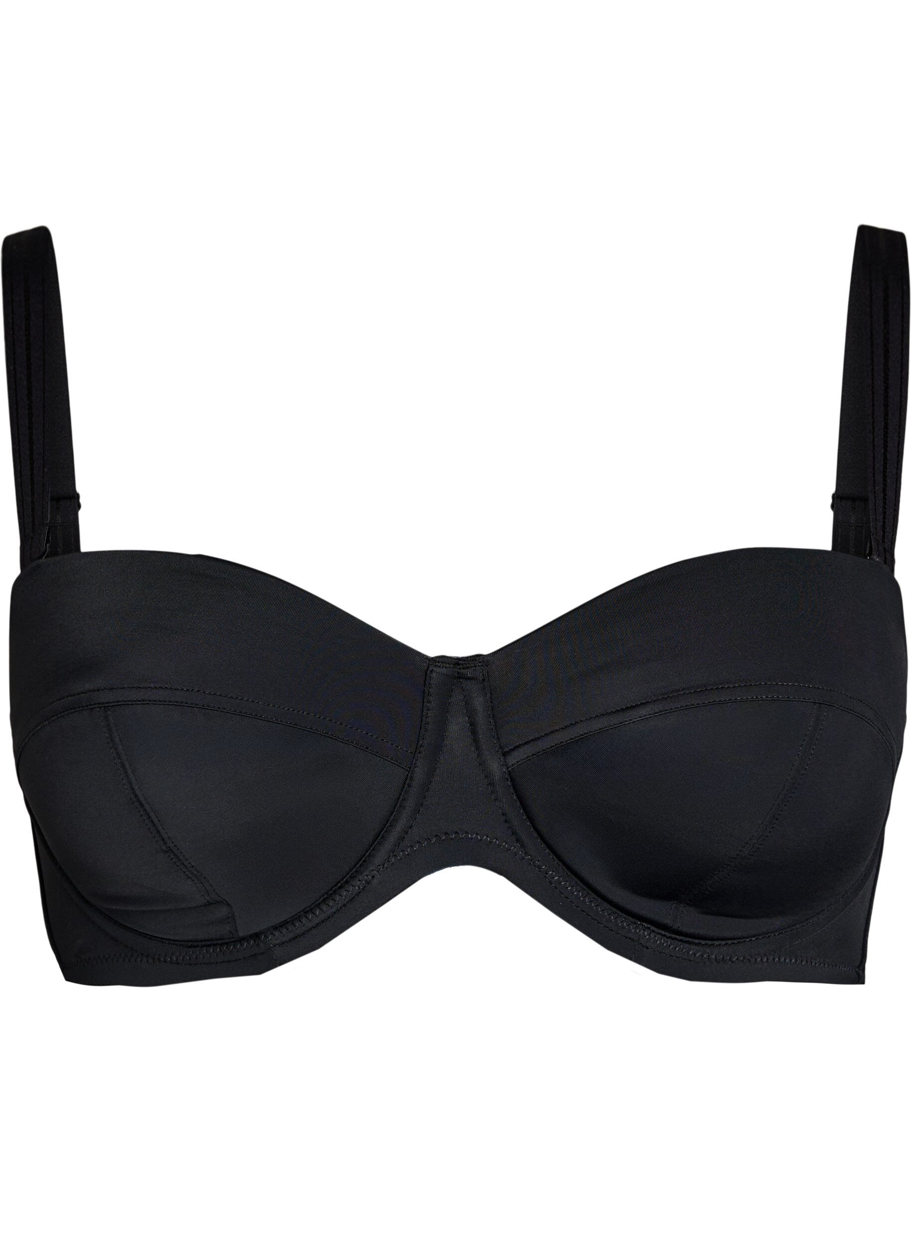 Zizzi Gewatteerde strapless BH met afneembare bandjes, Zwart, Packshot image number 0