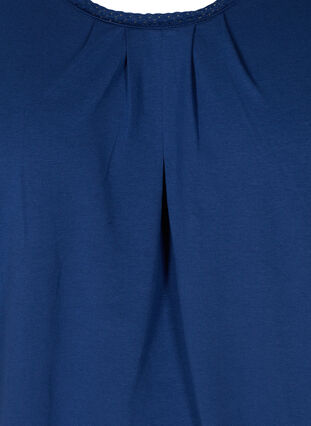 T-shirt met korte mouwen, ronde hals en kanten rand, Twilight Blue, Packshot image number 2