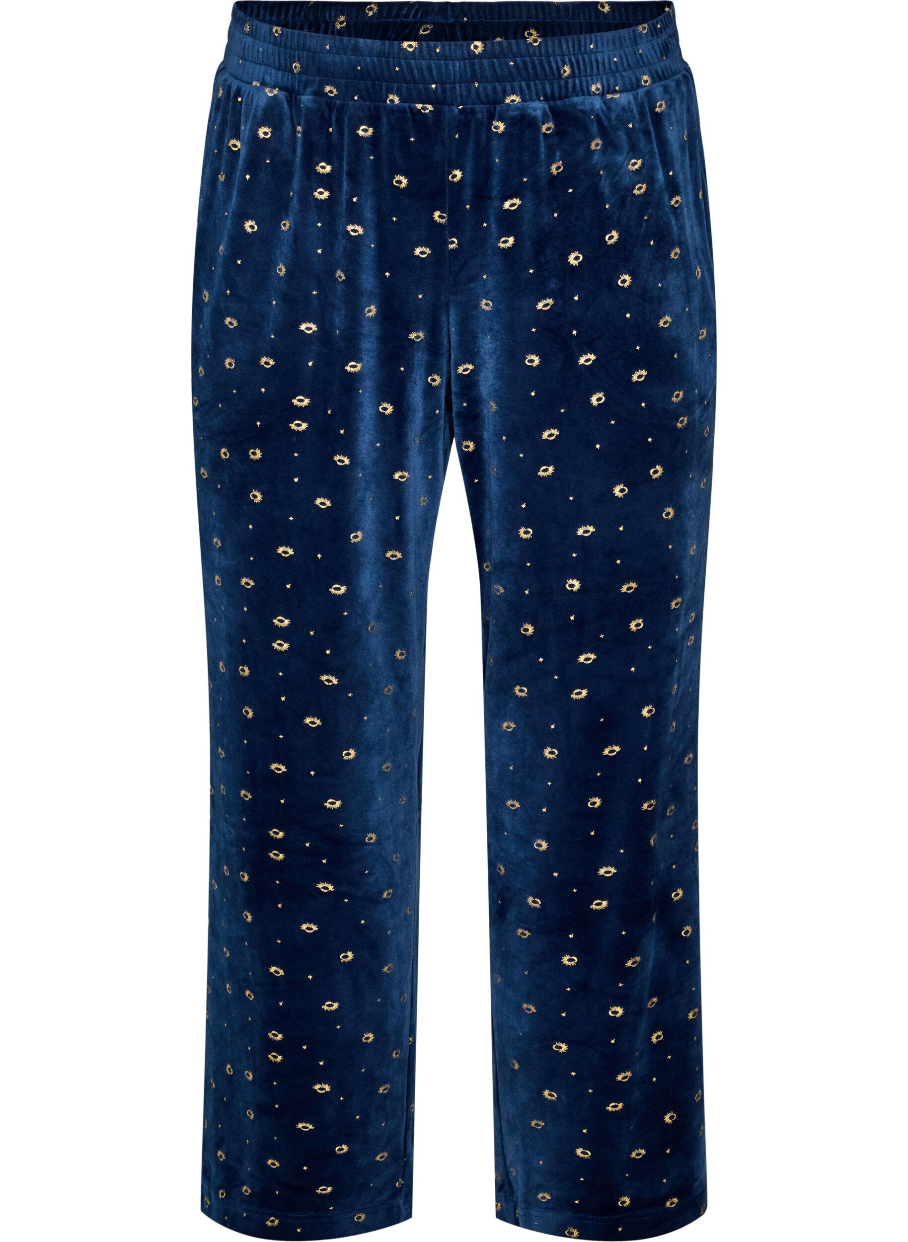 Velours pyjamabroek met all-over print