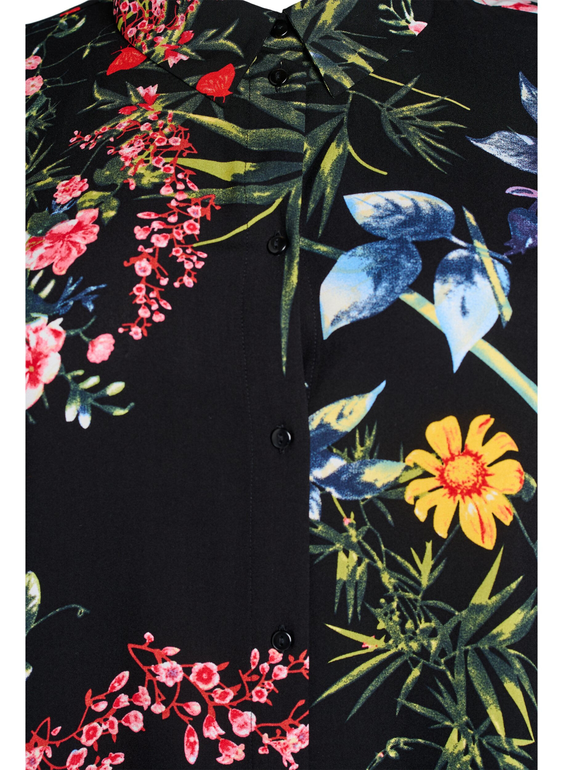 Zizzi Losvallend lang shirt van viscose, Zwart, Packshot image number 2