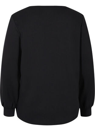 Sweatshirt met ronde hals en lange mouwen, Black, Packshot image number 1